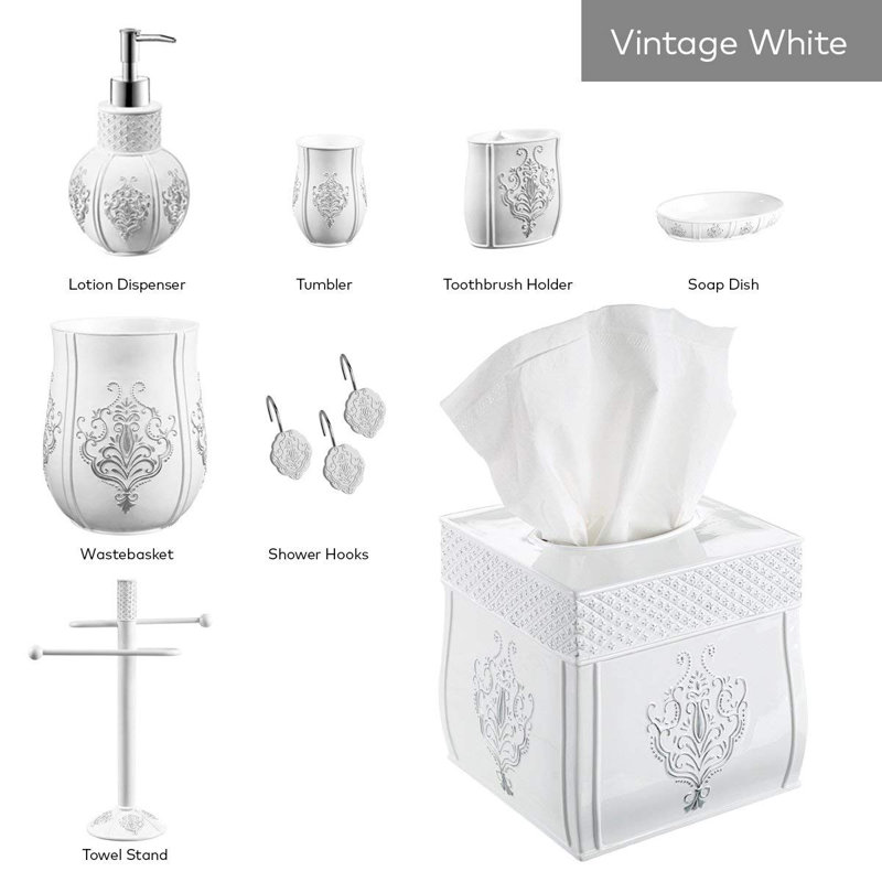 Couvercle de boîte à mouchoirs blanc rétro