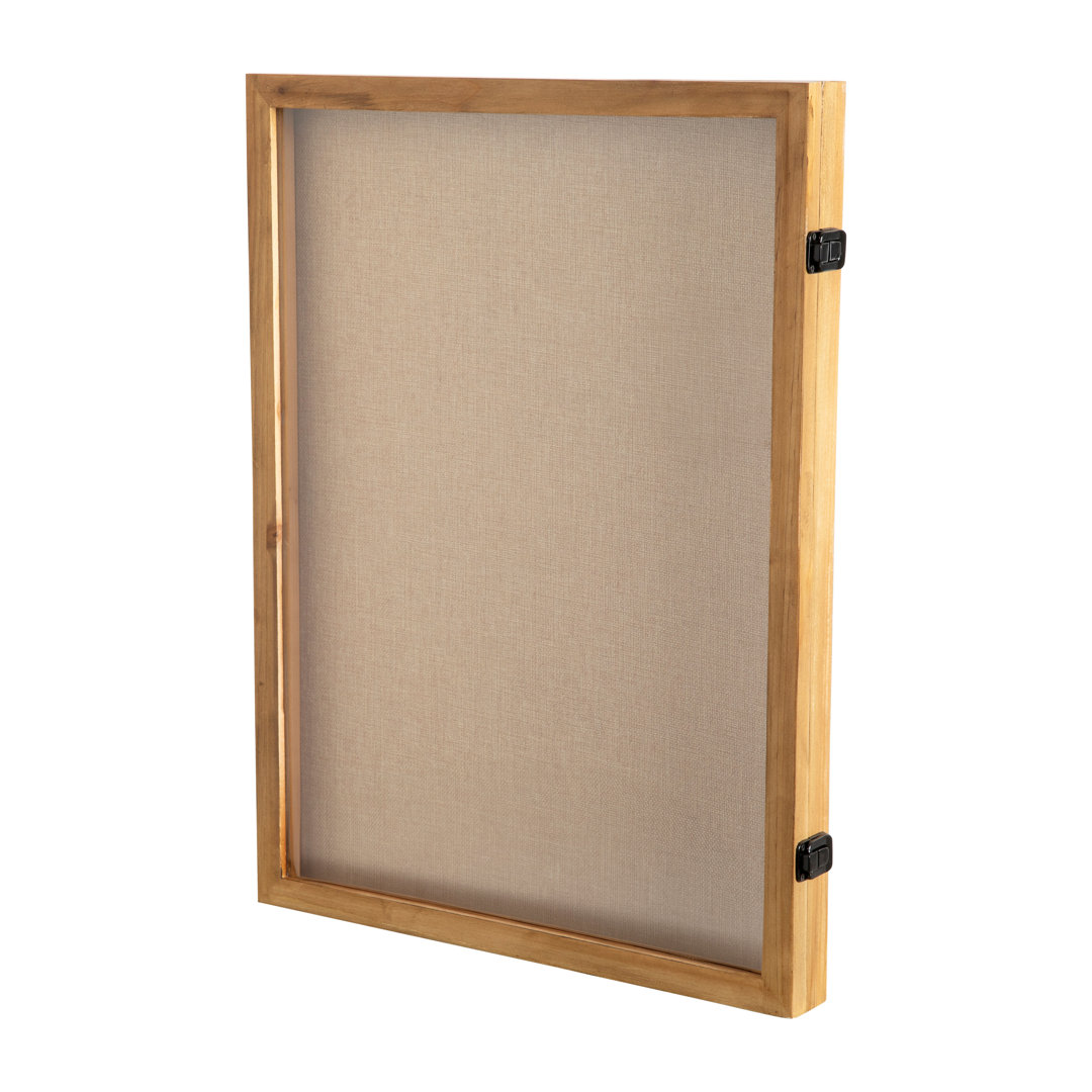 Mallick 23.5'' H x 18.5'' W Shadow Box Display Case with Linen Liner, Push Pins and Solid Pine Wood Frame Flash Furniture Finish: Brown Wood