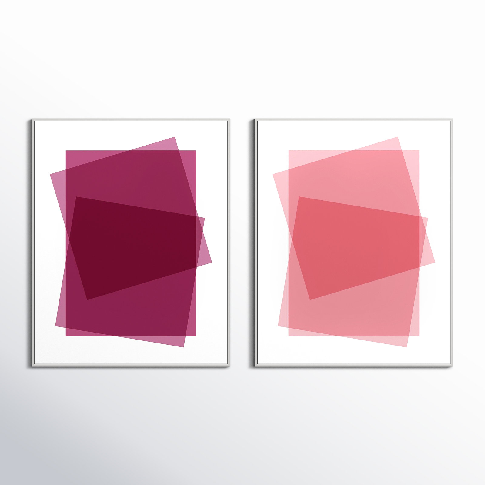 Claret & Pink Kami by Jacques Pilon, 50" H x 40" W, White Framed Canvas