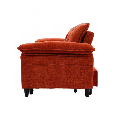 Pull-Out Velvet Sofa Bed with Hidden Mattress