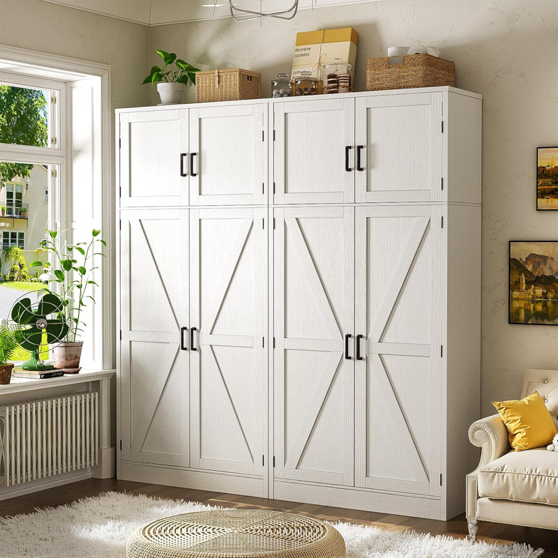 63'' W Storage Cabinet with Door and Adjustable Shelves, White