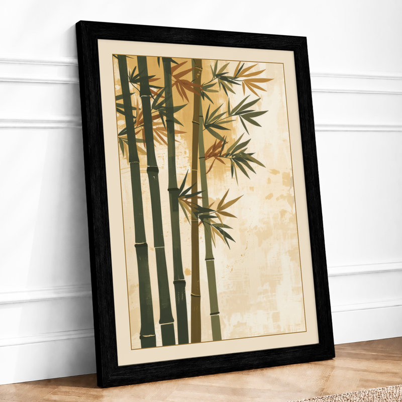 Bamboo in Ink Japandi - Framed Print, A1 - 84.1 x 59.4 cm, Black