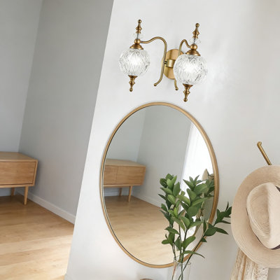 Applique murale antique en cristal avec abat-jour en verre, luminaire de salle de bain 2 lumières noir pour salle de bain, chambre à coucher et salle à manger