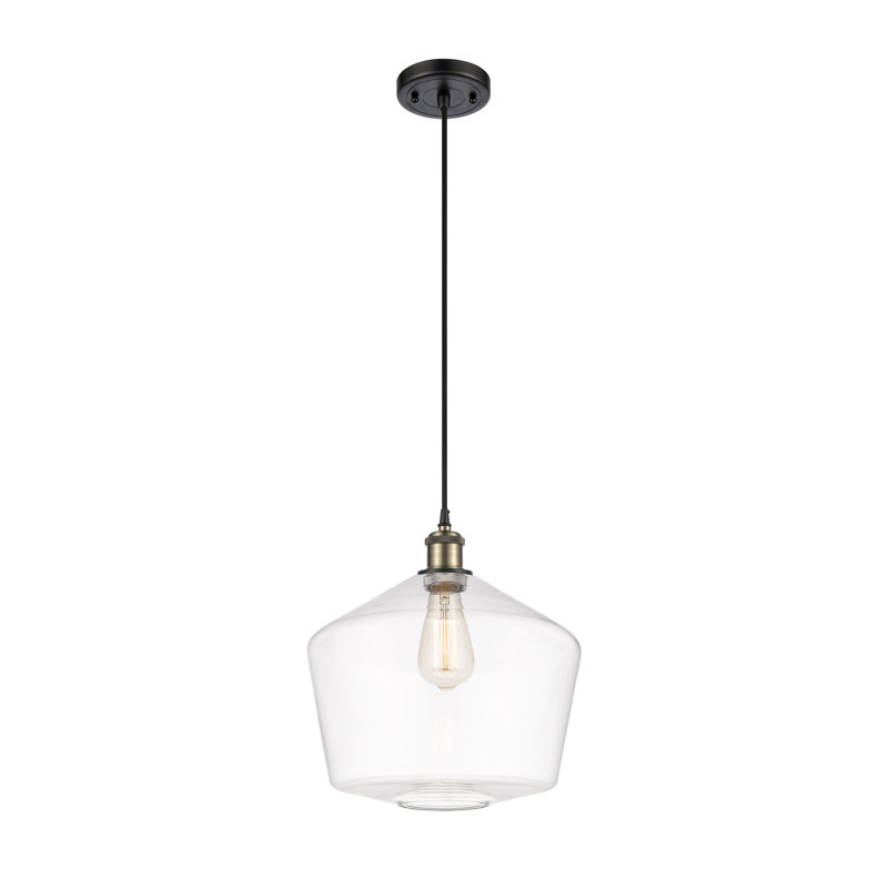Luminaire suspendu simple à 1 lumière Gabbie, Noir / Laiton