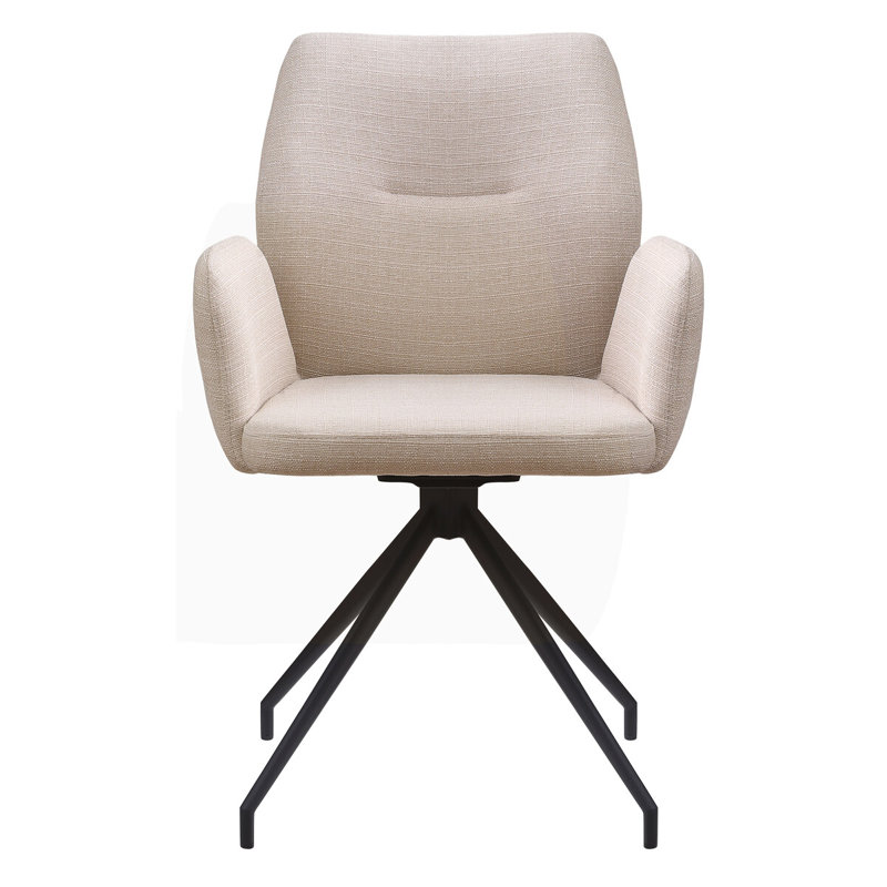 Morwenna 48cm H Polyester Upholstered Metal Upholstered Back Armchair, Beige