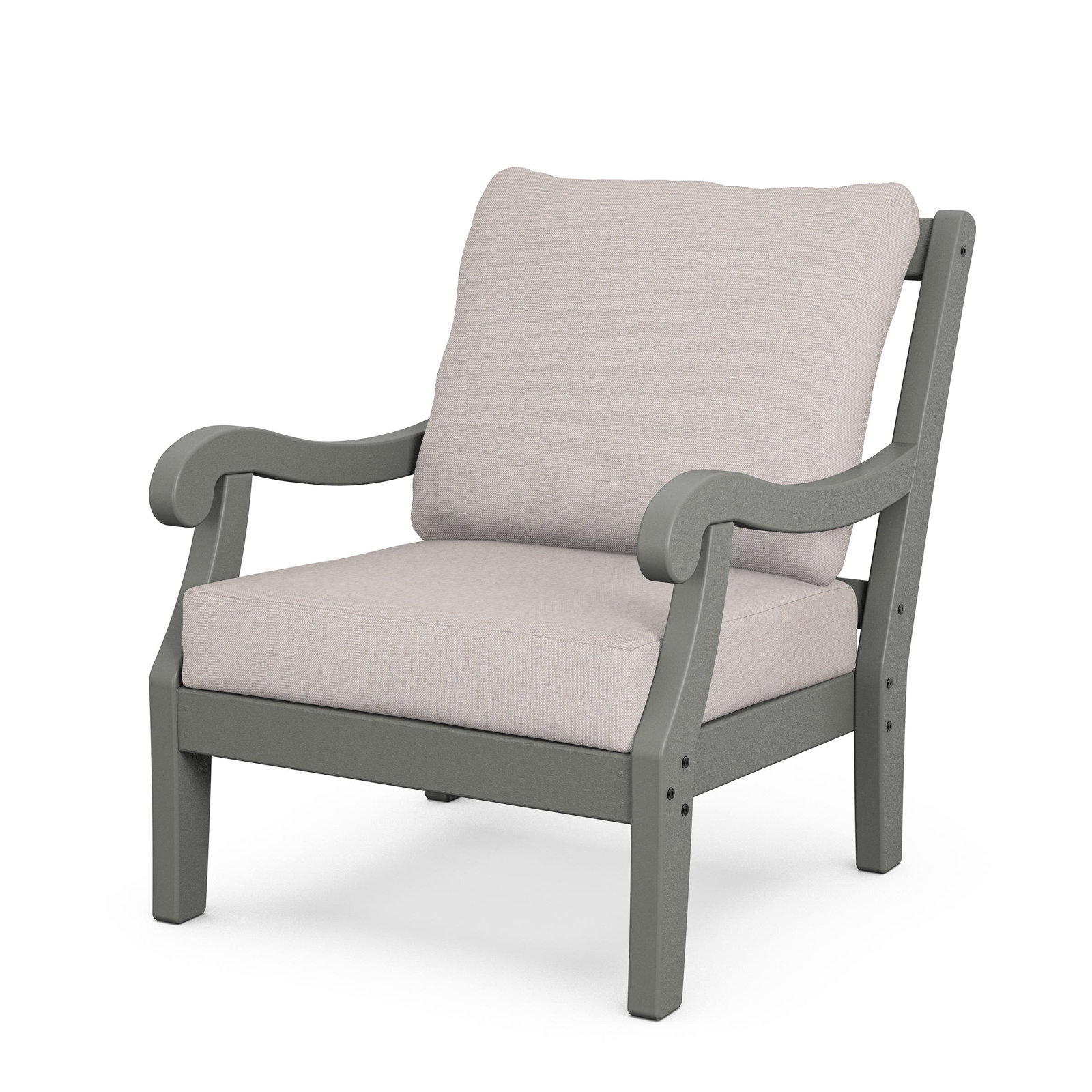 POLYWOOD® Verlyn 4-Person Patio Seating Group, Dune Burlap Cushion/Slate Gray Frame