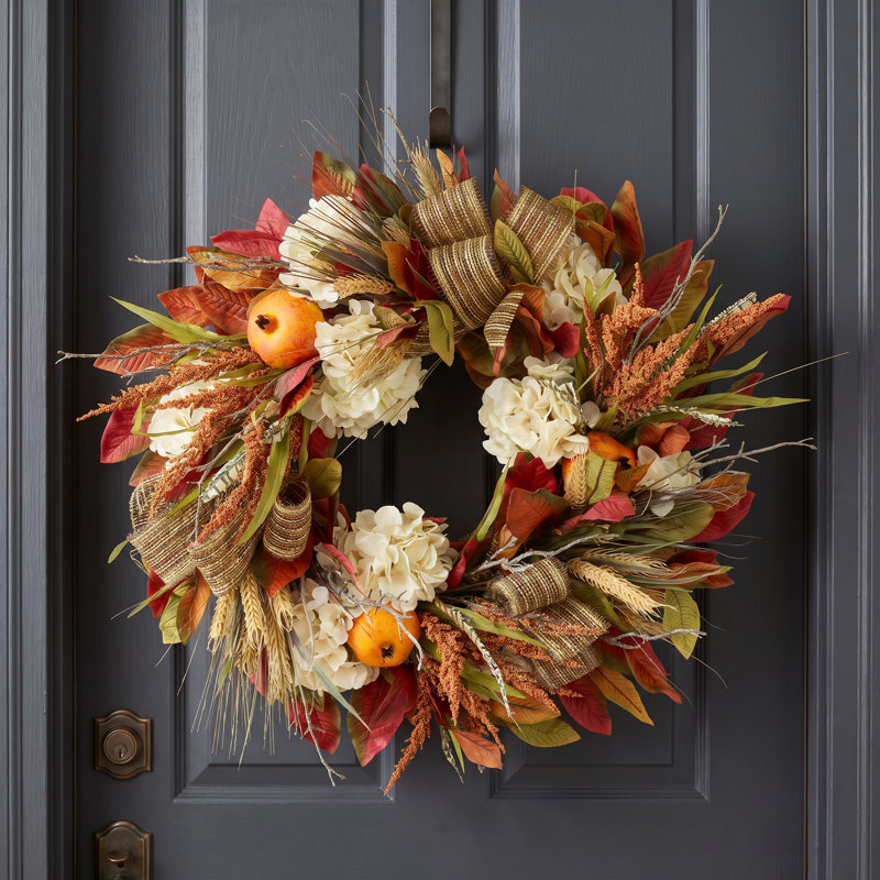 27" Magnolia Leaf, Pomegranate & Wheat Wreath