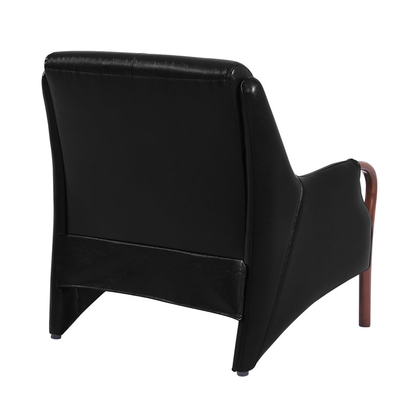 Fauteuil rembourré en cuir 29,5 po Roxanne, Similicuir noir
