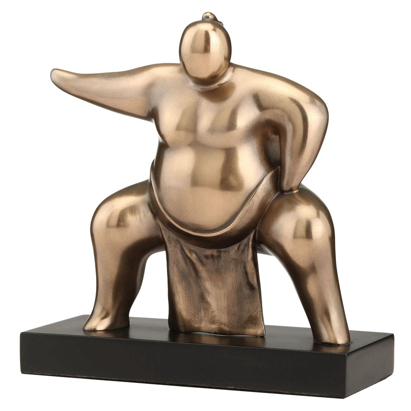 4,84 pouces H bronze abstrait Sumo accroupi en bronze coulé à froid