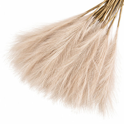 19" 10PCS Artificial Pampas Grass Decor, Fluffy Faux Reed Grass Stems for Wedding, Boho Home Decor Tall Floral Arrangement for Floor Vase Filler, Party Table Centerpiece