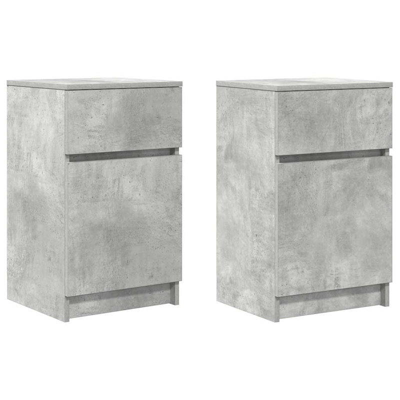 Bedside Cabinets 2 Pcs 39X35x65 Cm Engineered Wood, Concrete Grey