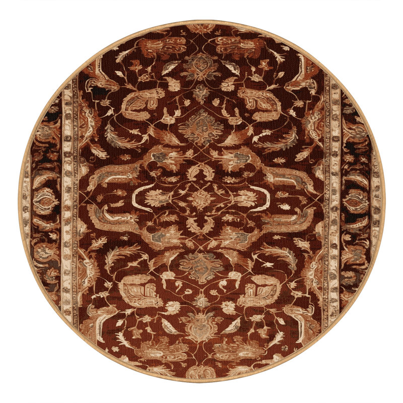 Machine Washable Persian Brown Area Rug, Round 3' x 3'