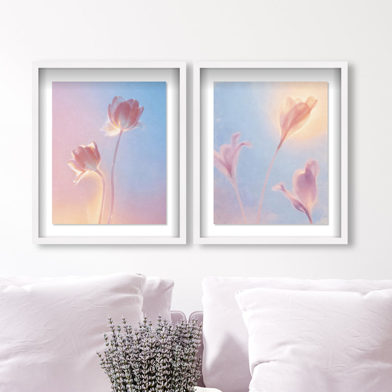 Iridescent Spring Set Framed Graphic Art, 21.5"H x 17.5"W, White Shadowbox