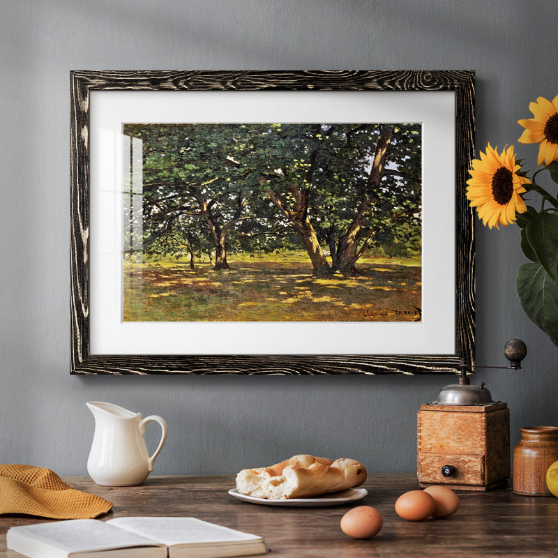 Forêt de Fontainebleau, 1865 - Reproduction encadrée rustique avec tableau mat, Noir, H 14 po x l 20 po x P 1,5 po