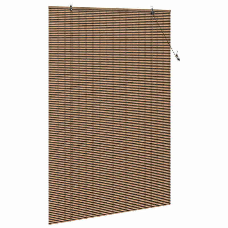 Vidaxl Window Blind With Curtains Manual Brown Bamboo, 220cm L x 150cm W
