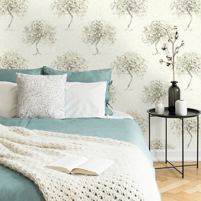 Dejahn Wallpaper 10m x 53 cm Textured Metallic Roll, Beige