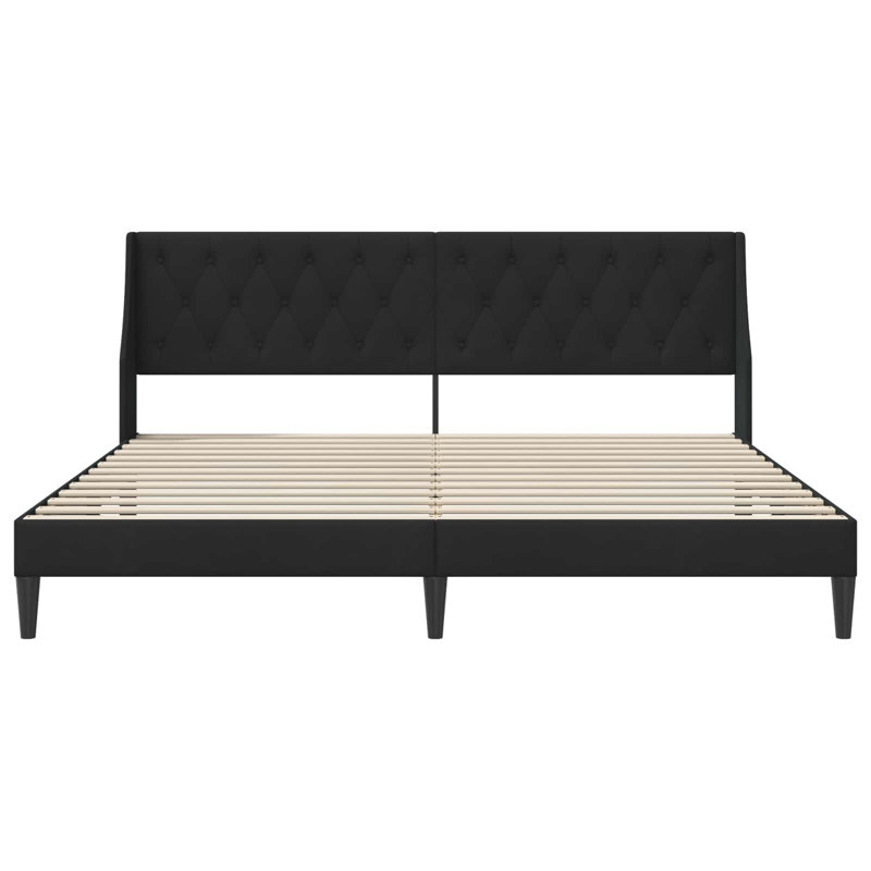 Upholstered Bed Frame, European Single (90×200), Black
