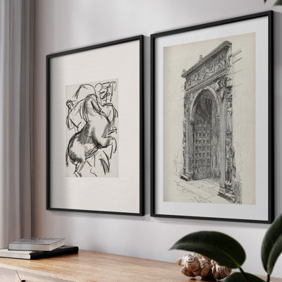 "Croquis rétro", 2 pièces sur papier