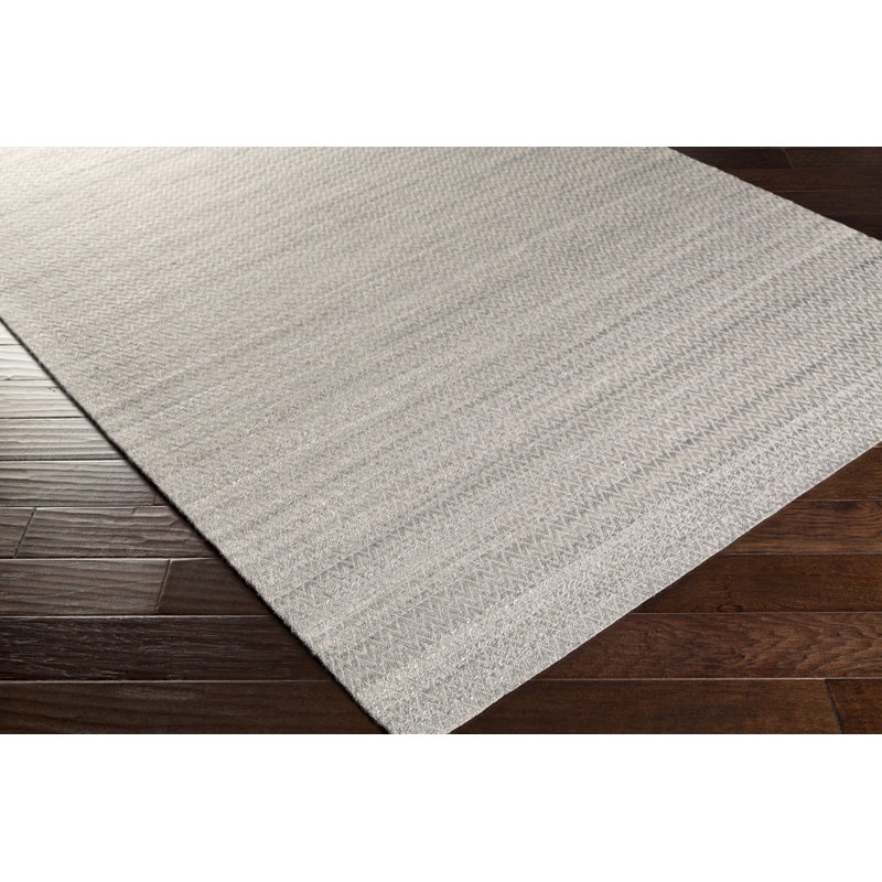 Tapis gris en laine tissé à plat à la main Brewster, Rectangle 2 pi x 3 pi