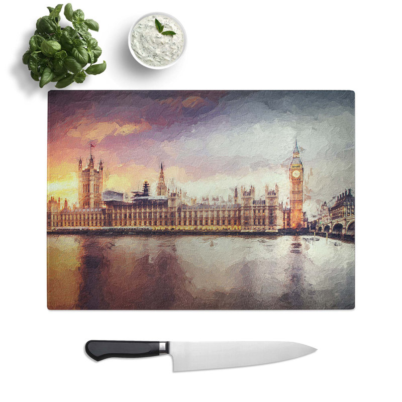 Tempered Glass Big Ben and Houses of Parliament Chopping Board, 28.5 cm W x 20 cm L