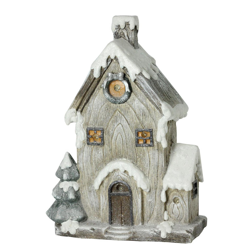 Décoration de Noël rustique 19 "à DEL grise et brune