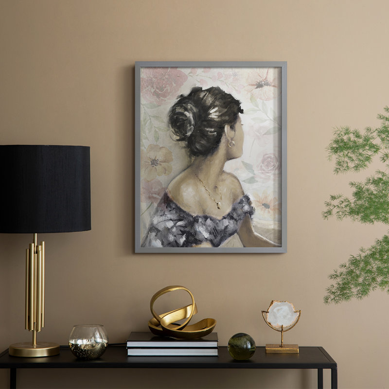 «Romantic Gaze», reproduction encadrée - bois massif, Gris, H 15 po x l 12 po