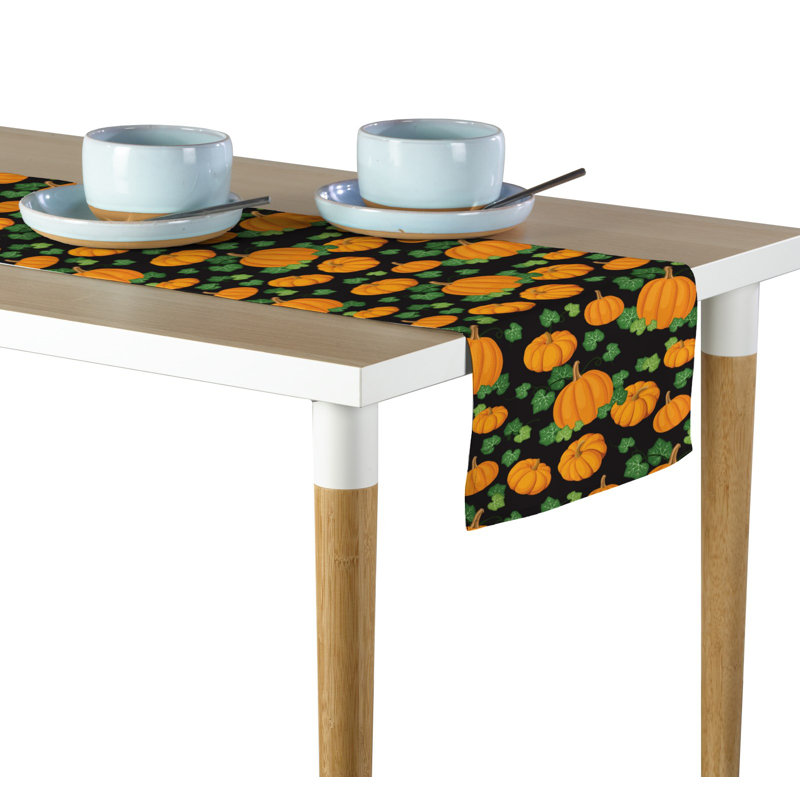 Etting Geometric Table Runner, 108" L x 14" W, Black