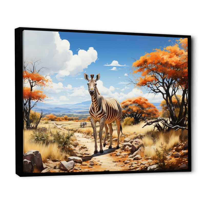 «African Savannah Stroll III», reproduction sur toile, H 12 po x l 20 po x P 1 po, Cadre flottant noir