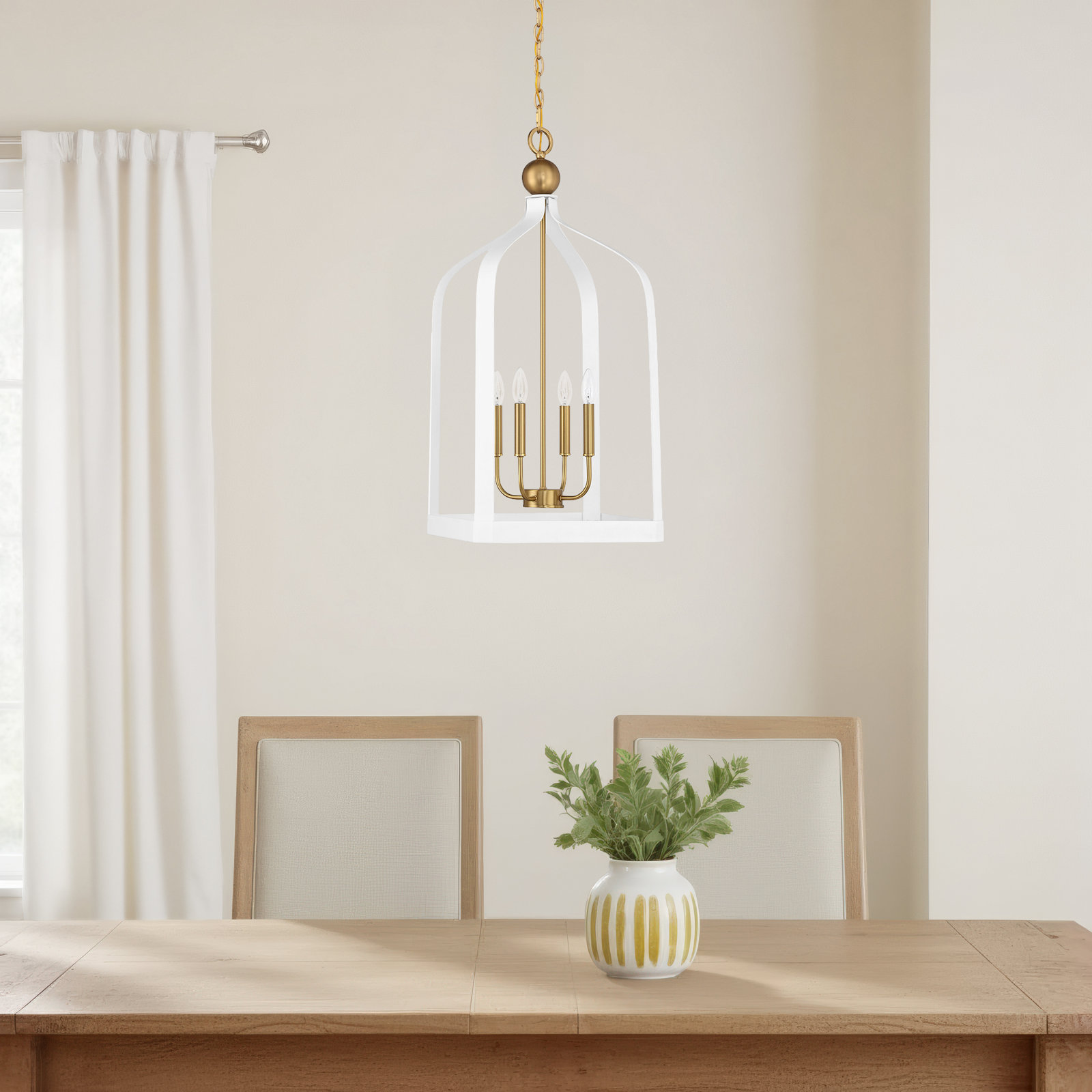Kenmore Chandelier, White, 32" H x 15" W x 15" D, 4 Lights