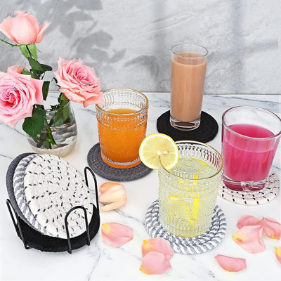 Ensemble de sous-verres 4 pièces 8 pièces avec sous-verres, sous-verres absorbants, décor de table basse et de salon pour les cadeaux de pendaison de crémaillère