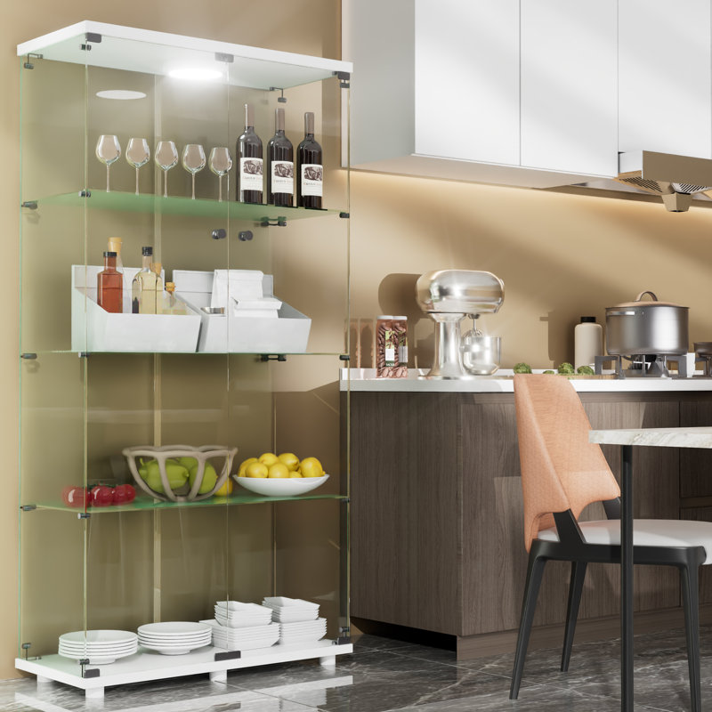 Vitrine à 4 tablettes et porte vitrée Jillion, Blanc