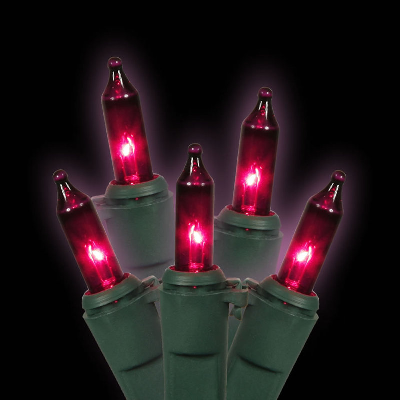 Christmas Mini Light Set 23' Green Wire, Purple
