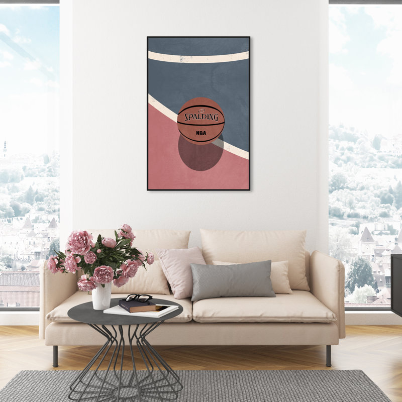 " Basketball Court Area " Painting Print, Black Framed Canvas, 45" H x 30" W