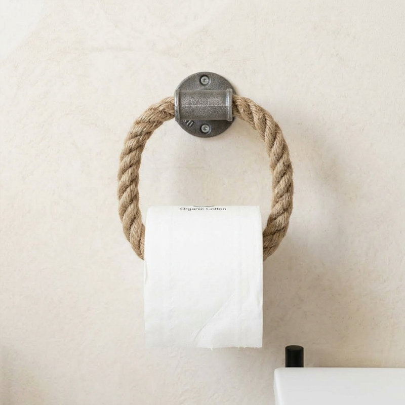 Industrial Pipe and Rope Wall-Mounted Towel Ring Holder