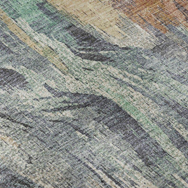 Premium Machine Washable Mayfield AMF2269 Abstract Rug, 1'8" x 2'6", Copper