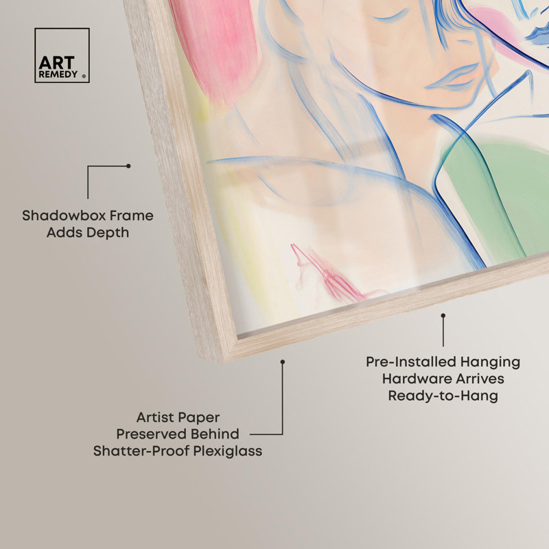 Décoration murale Maximalist Brushstroke Bond Shadowbox Print par Art Remedy, H 11 po x l 16 po, Crème, crème