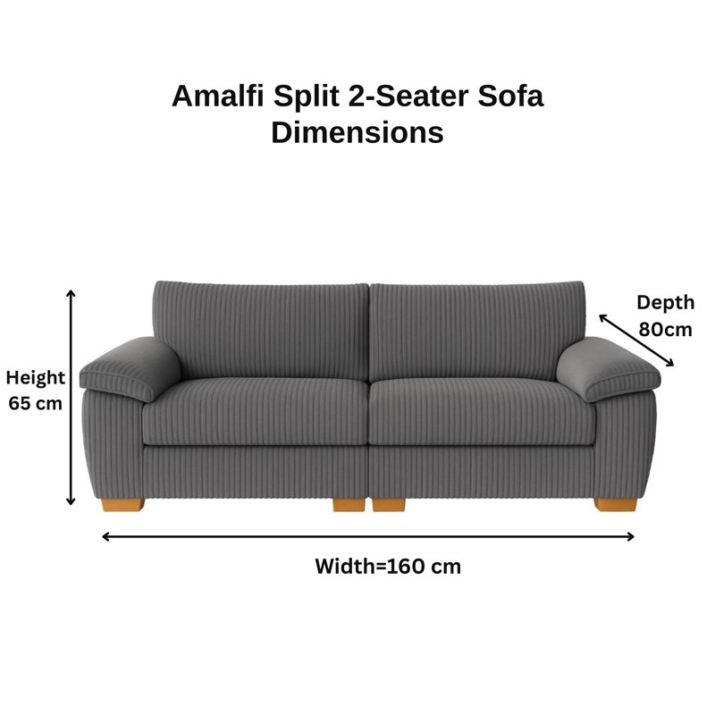 2 Seater Corduroy Sofa, Grey