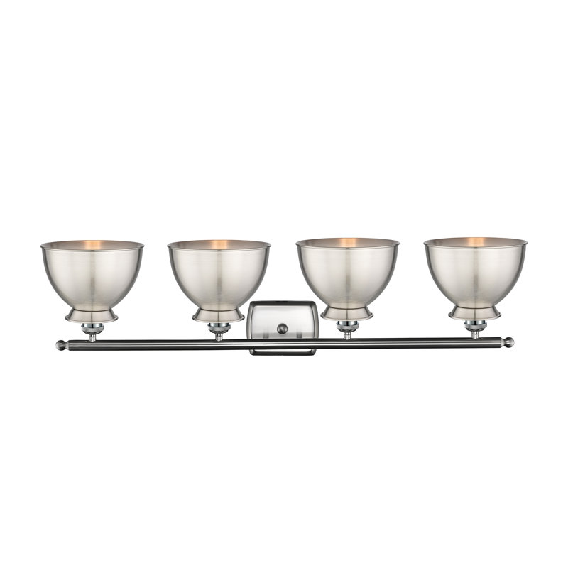 Éclairage pour meuble-lavabo à intensité variable à 4 lumières Arev, Nickel satiné brossé, Nickel satiné brossé