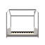 Lit double en bois de velours, gris