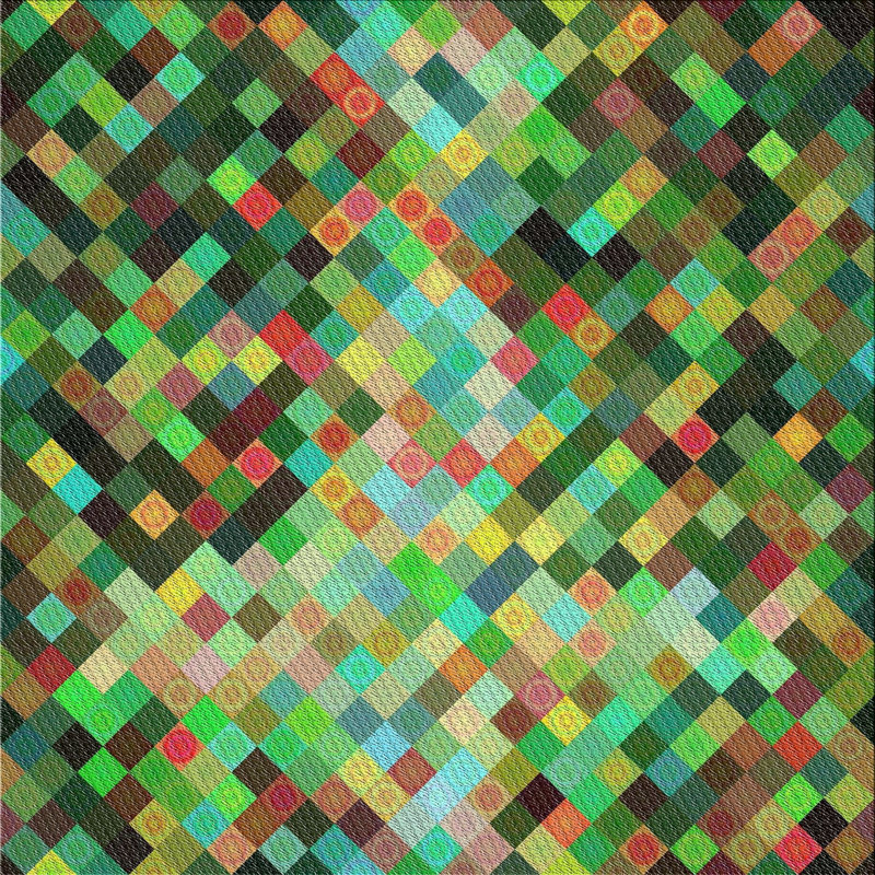 Tapis rouge/vert/noir de zone à motifs, Carré 3 pi