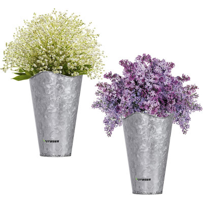 Pot de fleurs mural en métal de style rétro avec finition galvanisée (paquet de 2)