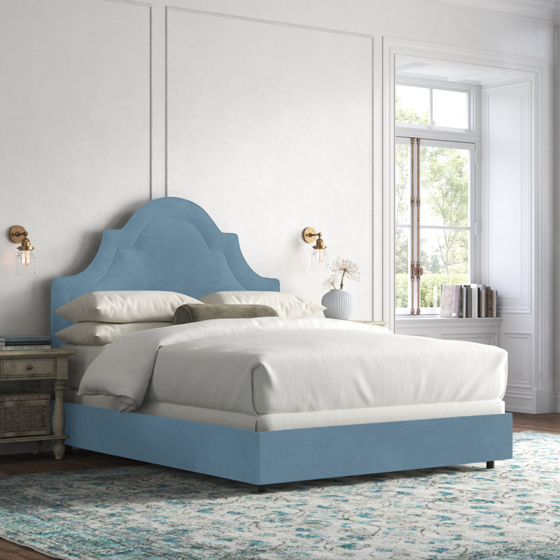 Avione Upholstered Standard Bed, Classic Ocean Velvet, Full