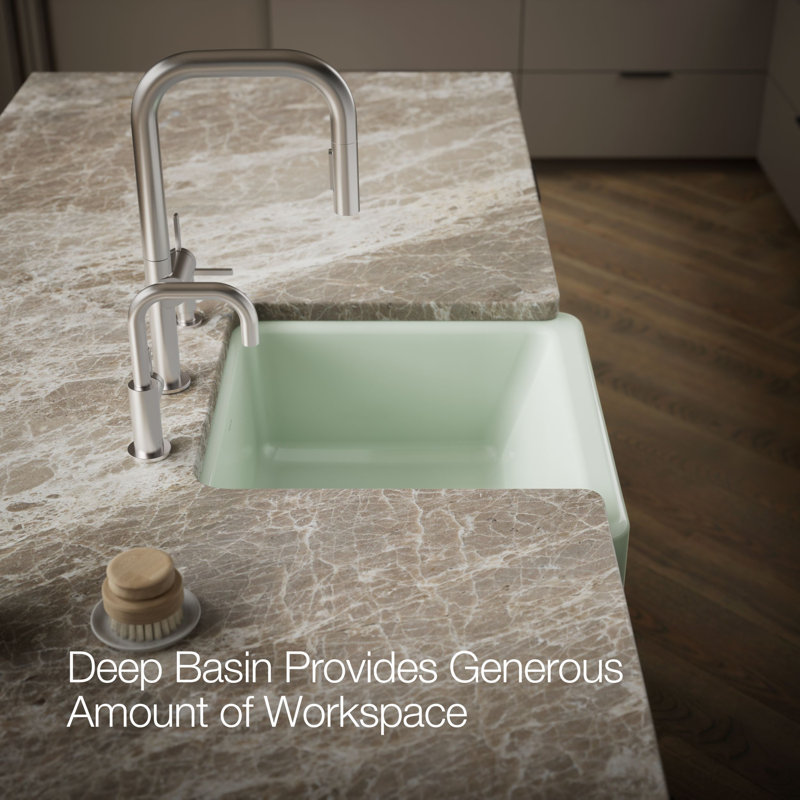 Whitehaven® Self-Trimming 24" L x 22" W Farmhouse Kitchen Sink, Aspen Green