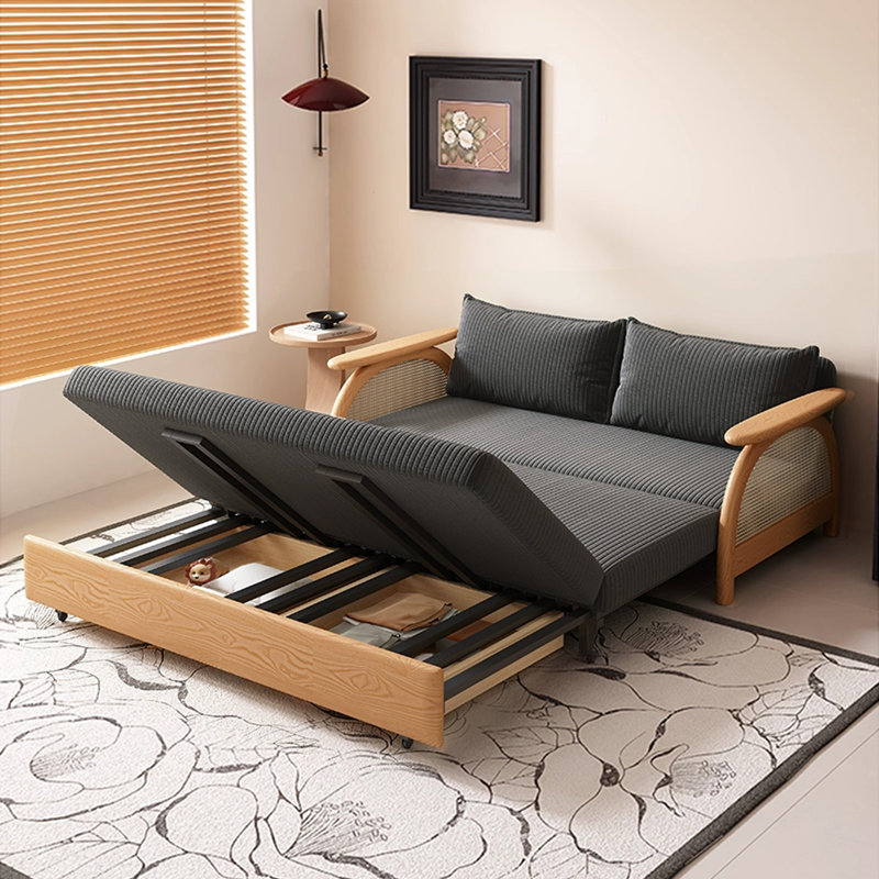 Mousse de velours côtelé en bois massif de style moderne, gris, couleur de bois naturel standard pour canapé-lit