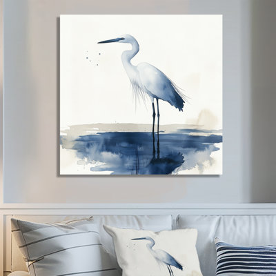 Indigo Marsh Stillness - Heron Metal Wall Decor