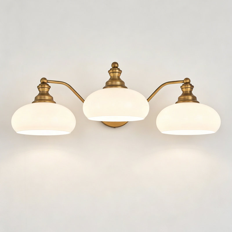 3-light Vanity Light With Bright White Ceramic Shades, 3 Lights