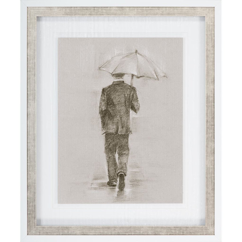 «Rainy Day Rendezvous», reproduction d'art encadrée texturée matte sous verre, Rendez-vous par temps de pluie II