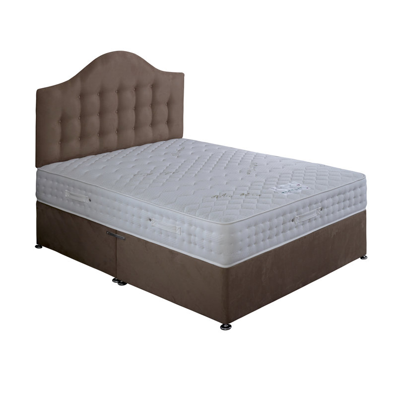 Kinmel Pocket Upholstered Divan Bed with Mattress, Small Double (4'), Without Drawer, White