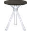 Table bistro ronde de 35 pouces en chêne foncé à hauteur de pub, avec base à piédestal et pieds en métal de style moderne avec base, convenant à l'ambiance de la salle à manger