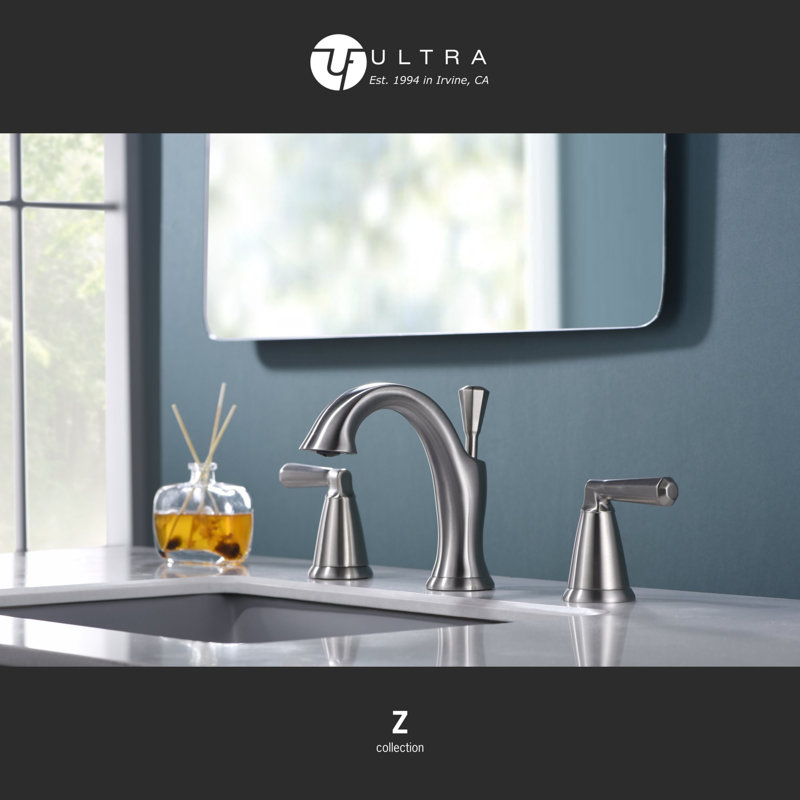 Z Collection Two-Handle 6" to 10" Widespread Lavatory Bathroom Faucet with Drain Assembly - Brushed Nickel, Brushed Nickel